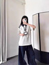 LDBEpolo領條紋拼接學院風短袖t恤女夏季寬松美式復古設計感體恤上衣 白灰色【升級款】面料升級 （95%買家選擇） M 100-120斤 曬單實拍圖