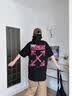 OFF-WHITE?情侶裝新款寬松短袖T恤圓領(lǐng)純棉男裝半袖潮牌上衣 黑色 M 建議110-130斤 曬單實(shí)拍圖