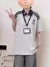 LDBEpolo領條紋拼接學院風短袖t恤女夏季寬松美式復古設計感體恤上衣 白灰色【普通款】 XL 140-160斤 曬單實拍圖
