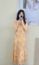 PATAVINITY SINCE 2011 P法式V領碎花連衣裙女士夏季2026年新款收腰顯瘦小個子氣質長裙子 桔粉色 L 105-120斤 曬單實拍圖