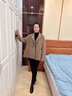 俞兆林（YUZHAOLIN）2024新款媽媽春秋裝高貴雙面呢外套中老年女裝洋氣闊太太毛呢大衣 AN8619375 灰卡其 XL 曬單實(shí)拍圖