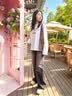 Acne Studios[6期免息][早秋新品]男女同款做舊1996印花寬松落肩長袖T恤 霧白色 （建議女士選擇小一碼） S -女 / XS-男 曬單實拍圖
