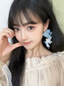 宜品達花朵流蘇耳環女氣質高級感小眾2026年新款無耳洞耳夾海邊度假耳飾 藍色花朵無耳洞耳夾款 曬單實拍圖