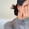 百鈺福耳環(huán)女耳圈純銀925銀針防過敏氣質高級感耳飾大氣生日禮物 美拉德天然彩石耳飾 曬單實拍圖