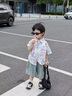 G.duck小黃鴨童裝男童襯衫套裝夏季2026帥氣男孩寶寶衣服兩件套兒童夏裝 花色 90 建議1~2歲【 80-90cm】cm 曬單實拍圖