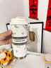 銘匯通奇古堂梔子花雙飲水杯保溫杯兒童女士茶水吸管杯車載便攜咖啡杯 316無縫內(nèi)膽-梔子花 500ml 曬單實拍圖