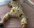 妙貝親妙貝親嬰兒連體衣春夏薄款純棉網(wǎng)眼七分袖空調(diào)服男女寶寶睡衣夏裝 卡其色（萌萌大象）網(wǎng)檔網(wǎng)背設(shè)計 90 曬單實(shí)拍圖