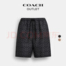 蔻馳（COACH）【七夕禮物】奧萊男士老花腰部拉繩夏季游泳短褲沙灘褲子舒適夏季 木炭灰色 經(jīng)典標識 S 曬單實拍圖