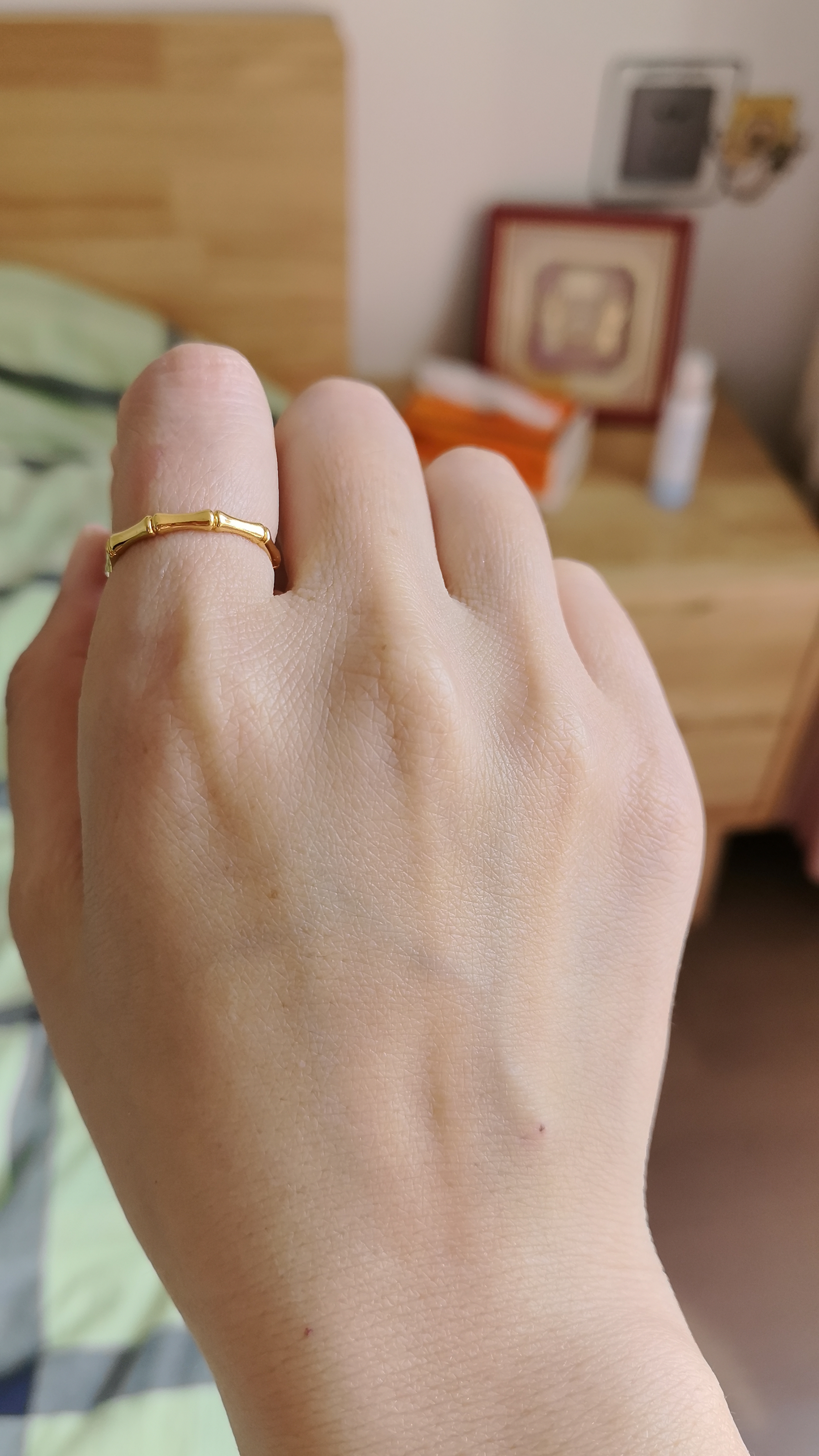 周六福5D硬金竹節(jié)黃金戒指節(jié)節(jié)高女生日禮物A0114679 13號 約0.49g 曬單實(shí)拍圖