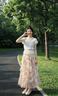 春乏碎花連衣裙2026夏季新款海邊度假沙灘裙短袖襯衫高腰蓬蓬仙女裙子 上衣+半身裙 S 建議80-100斤 曬單實拍圖