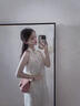 南啵丸無袖連衣裙女甜美掛脖連衣裙仙女夏季度假風休閑裙子慵懶風氣質 杏色 L 碼 曬單實拍圖