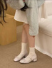 啄木鳥(niǎo)法式絕美粗跟瑪麗珍鞋女2026年夏季新款單鞋配裙子百搭芭蕾小皮鞋 米白色【專柜版-增高5CM】 37 (235mm) 曬單實(shí)拍圖