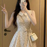 詩丹蕊法式千金風(fēng)娃娃領(lǐng)碎花無袖背心連衣裙女夏季掐腰蝴蝶結(jié)A字短裙子 馥郁杏彩花 均碼 【可備注碼數(shù)】 曬單實拍圖
