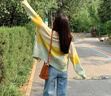 妍莉芬（yanlifen）春秋針織開衫女裝2026年新款春季穿搭衣服針織衫女士毛衣外套上衣 駝黃色 均碼 【80-135斤】 曬單實拍圖