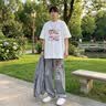 花花公子（PLAYBOY）夏季青少年男裝帥氣學生潮流套裝休閑短袖T恤穿搭牛仔褲2026新款 兩件裝：RIC白色+5022藍色 L 【100-115斤】 曬單實拍圖