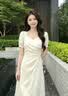 鹿王戀雪洋氣高端桑蠶絲連衣裙女士夏季2026新款高級感氣質百搭真絲長裙子 白色 XL 建議120-140斤 曬單實拍圖