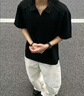 花花公子（PLAYBOY）美式正肩白色v領t恤男生少年感穿搭polo衫短袖重磅boxy解構五分袖 白色 L 【建議121-140斤】 曬單實拍圖