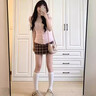 蝶嬌諾（DIEJIAONUO）連衣裙子女裝2026年夏季新款韓版純欲風法式溫柔風可愛甜妹穿搭女 粉色上衣+格紋短裙 S 曬單實拍圖