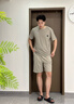 莫代爾【專柜同款】睡衣男士夏季短袖短褲夏天薄款冰絲夏款家居服套裝 2235杏灰 L (170)：適合120-140斤穿著 曬單實拍圖