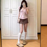 蝶嬌諾（DIEJIAONUO）連衣裙子女裝2026年夏季新款韓版純欲風法式溫柔風可愛甜妹穿搭女 粉色上衣+格紋短裙 S 曬單實拍圖