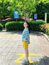 女童夏季套裝2026新款兒童運動衣服洋氣多巴胺女大童夏裝短袖短褲 套裝【條紋T恤+黃色短褲】 140 曬單實拍圖