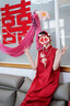 泰勒馬丁敬酒服新娘結(jié)婚新中式2025新款訂婚晨袍禮服復(fù)古風(fēng)紅色改良旗袍 F2430送腰帶 M 曬單實(shí)拍圖