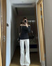 拉夏貝爾不貼腿微喇闊腿牛仔褲女夏2026新款高腰顯瘦設(shè)計(jì)感喇叭褲 白色 M 曬單實(shí)拍圖