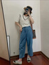 FOX.G天絲牛仔褲夏季女士褲子薄款女裝2026新款女褲冰絲高腰直筒闊 天絲薄款闊腿冰絲直筒褲 S 【建議85-100斤】 曬單實拍圖