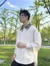 NASA MARVEL短袖T恤男夏季薄款透氣潮牌假兩件格子襯衫領上衣服 米黃 XL 曬單實拍圖