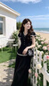 歐絲婕（OUSIJIE）大碼女裝夏季新款胖mm寬松顯瘦花邊減齡上衣+高腰闊腿褲套裝女 套裝 3XL 【160-180斤】 曬單實拍圖