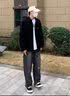 百鵲亭襯衫男2026春夏款港仔文藝日系工裝長袖襯衫外套男潮牌休閑襯衣 CS158黑色 L 曬單實拍圖