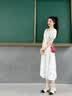 鹿王戀雪高檔碎花時尚真絲連衣裙女士夏季2026新款高級感百搭桑蠶絲長裙子 藍色 L 建議105-120斤 曬單實拍圖