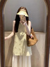 具趣法式假兩件千金風重工蝴蝶結連衣裙女夏miu系小香風百褶拼接長裙 黃色 均碼 90-115斤 曬單實拍圖