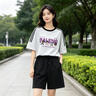 班尼路（Baleno）美式潮流運動套裝女夏季T恤褲子新款寬松休閑短袖短褲女一套衣服 曬單實拍圖