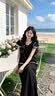 歐絲婕（OUSIJIE）大碼女裝夏季新款胖mm寬松顯瘦花邊減齡上衣+高腰闊腿褲套裝女 套裝 3XL 【160-180斤】 曬單實拍圖
