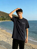 回力（Warrior）休閑長袖T恤男春夏季簡約百搭柔軟親膚透氣寬松舒適100%純棉男上 【純棉短袖】-藏青#MHL白色錯落字 2XL 曬單實拍圖