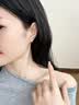 APM MonacoAPMMonaco周翊然同款LOVE摩斯密碼耳環送男女友七夕情人節禮物 深灰色-(長1.1cm,寬0.44cm) 曬單實拍圖