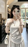 蔓爾依休閑褲女裝套裝夏季2026新款韓系巨好看穿搭氣質(zhì)減齡短袖闊腿褲子 灰杏色套裝 （上衣+褲子） M 曬單實(shí)拍圖