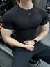 GOLOVEJOY高樂捷健身衣男緊身短袖顯肌肉運動訓練服 漫暮黑【男款上衣】L 曬單實拍圖