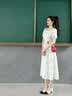 鹿王戀雪高檔碎花時尚真絲連衣裙女士夏季2026新款高級感百搭桑蠶絲長裙子 藍色 L 建議105-120斤 曬單實拍圖