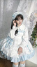 閃動少女藍白lolita洋裝jsk日常連衣裙公主洛麗塔少女甜美斗篷 藍白jsk+斗 L 曬單實拍圖