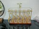 德銷特高檔白酒杯套裝輕奢家用金箔金山分酒器酒具套裝 金山金箔款10壺10杯+麋鹿杯架 曬單實拍圖