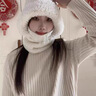允娜帽子女新款秋冬季保暖御寒毛線(xiàn)帽韓版大頭圍顯臉小寬松護耳針織帽 米白色 曬單實(shí)拍圖