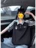 LDBE三條杠拼接polo領短袖t恤女夏季寬松美式復古半拉鏈翻領體恤上衣 黑色 M 80-100斤 曬單實拍圖
