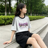 班尼路（Baleno）美式潮流運動套裝女夏季T恤褲子新款寬松休閑短袖短褲女一套衣服 曬單實拍圖