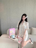 DOEO真絲睡衣女夏季短袖短褲2026新款高級感家居服七夕送女友禮盒套裝 大耳朵狗狗短袖三件套 短袖+短褲+長褲 M 建議80-100斤 曬單實拍圖