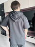 :CHOCOOLATE it連帽短袖上衣男夏季薄款百搭寬松休閑半袖帽衫T恤男 金沙杏色  L 【建議125-140斤】 曬單實拍圖