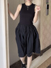 MUSINSA STANDARD韓國26夏季新品女士修身吊帶款無袖蓬蓬連衣裙 黑色（BK） S 曬單實拍圖