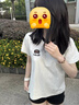 LDBE美式復古V領撞色正肩刺繡短袖T恤女夏季收腰顯瘦休閑上衣高級感潮 灰色 L 【110-125斤】 曬單實拍圖
