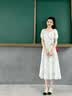 鹿王戀雪高檔碎花時尚真絲連衣裙女士夏季2026新款高級感百搭桑蠶絲長裙子 藍色 L 建議105-120斤 曬單實拍圖